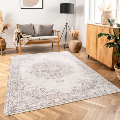 Pavillon de jardin multicolore 7 pi 10 po Tapis X 6, motif médaillon classique, teinture, pour des idées de décoration intérieure, avec médaillon fabriqué à la main, décor très fréquenté