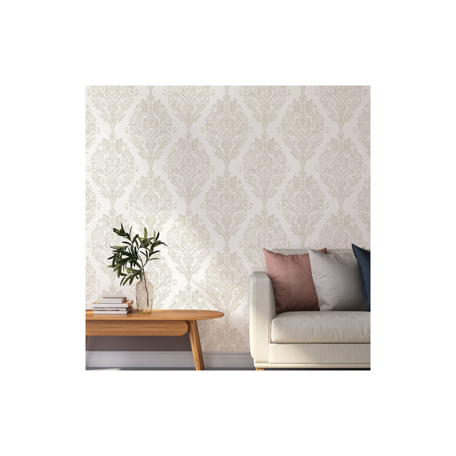 Kwon Damask Wallpaper, Champagne