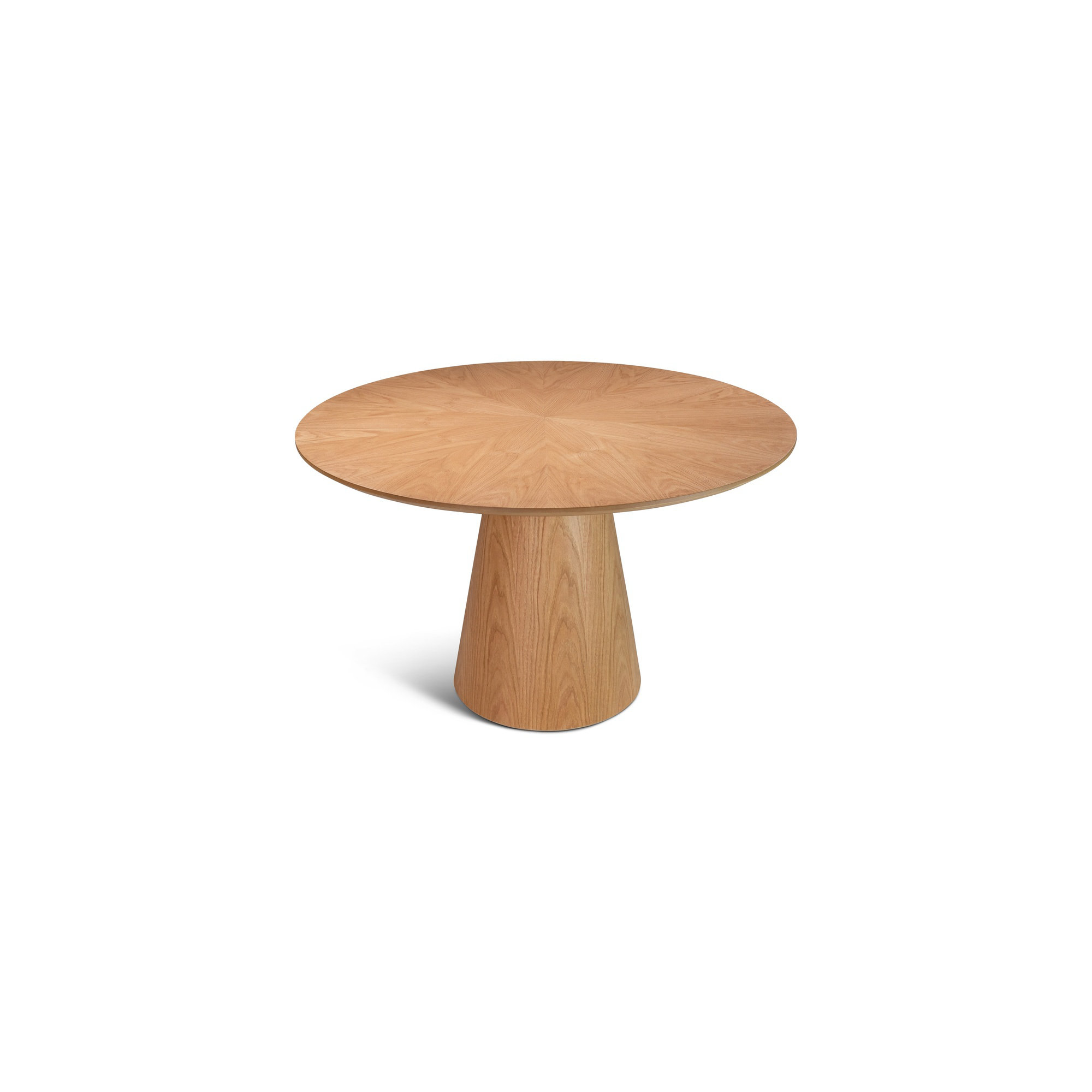 Modern Brazilian Burdon Wooden Top Round Dining Table, Domasco