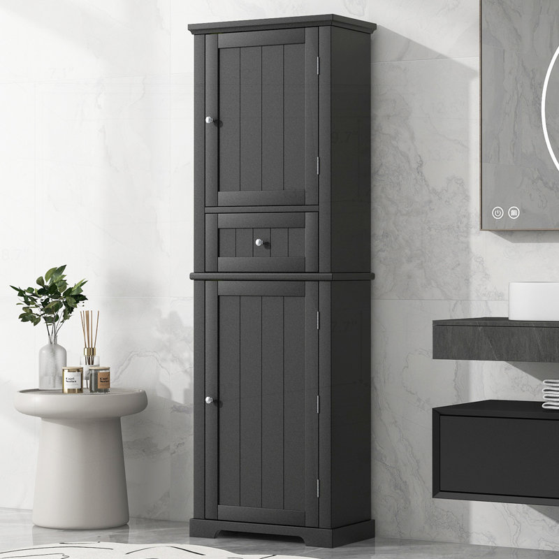 Versatile Freestanding Bathroom Cabinet with Multiple Features for Optimal Storage, Black