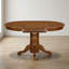 Ensemble de table et de chaises ovales en caoutchouc brun selle avec rallonge papillon et rangement intégré, 4 chaises avec assise en similicuir
