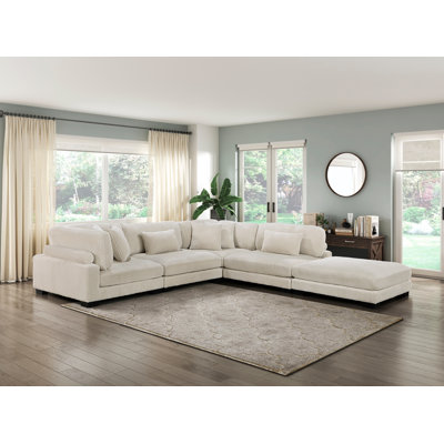 Canapé modulaire 5 pièces avec repose-pieds Sumekh
