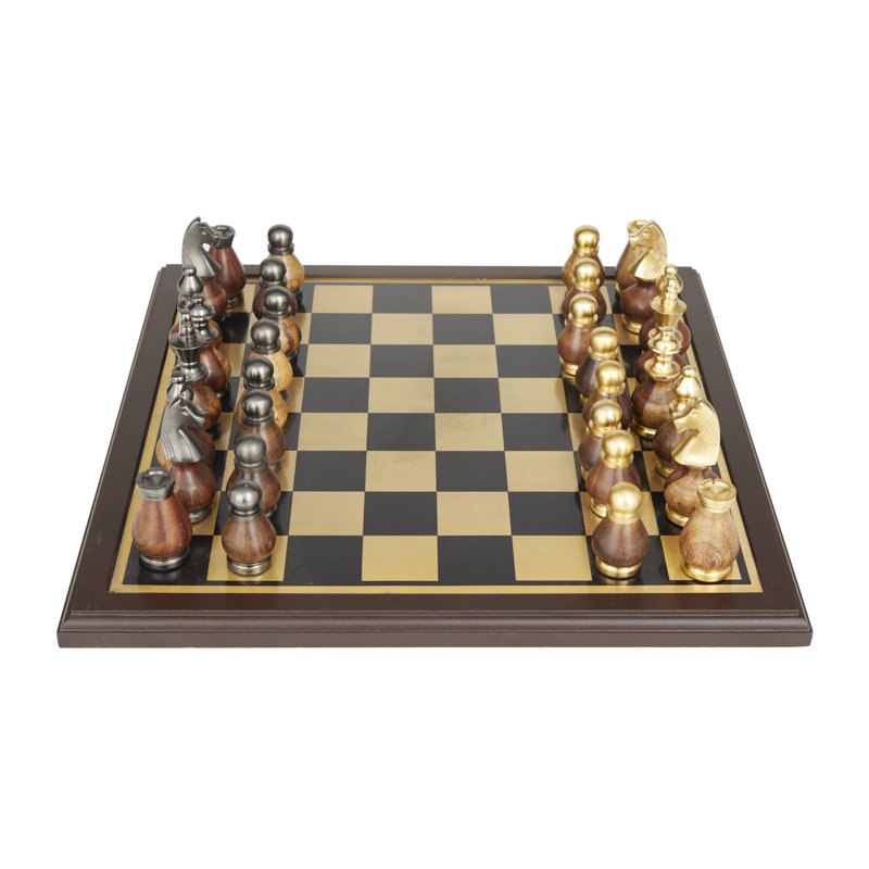 Ensemble de jeu en aluminium Neta, H 4,25 po x L 15,85 po x l 15,85 po, Doré / Brun