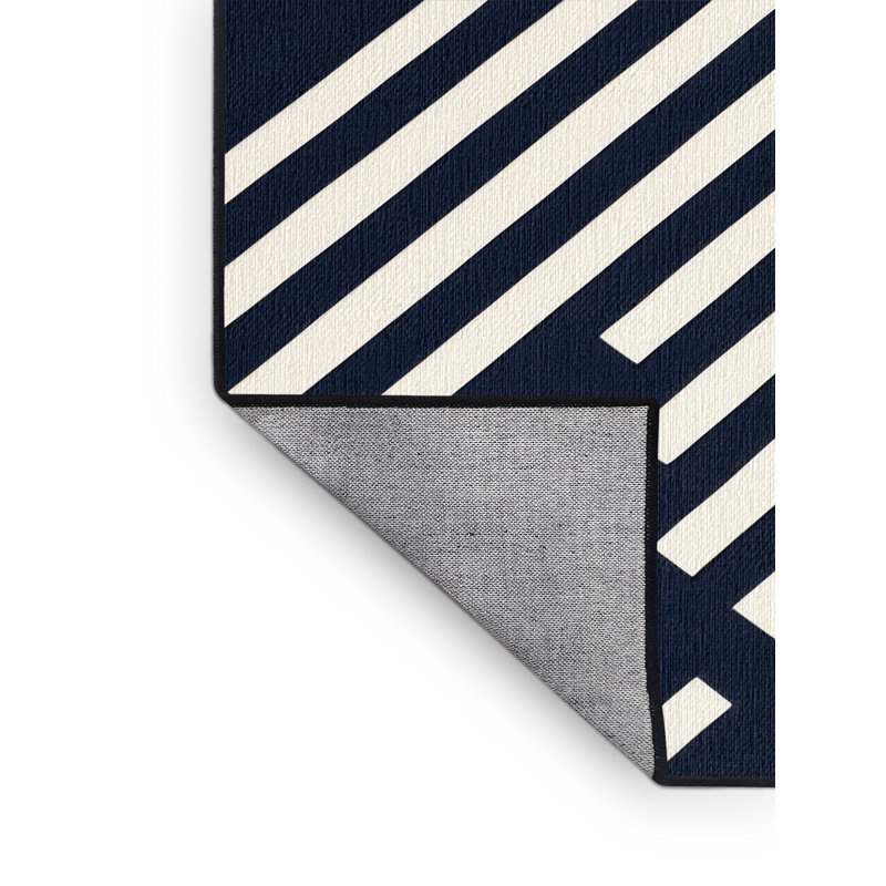  Tapis lavable rayé blanc marine, Tapis de couloir 2 pi x 5 pi