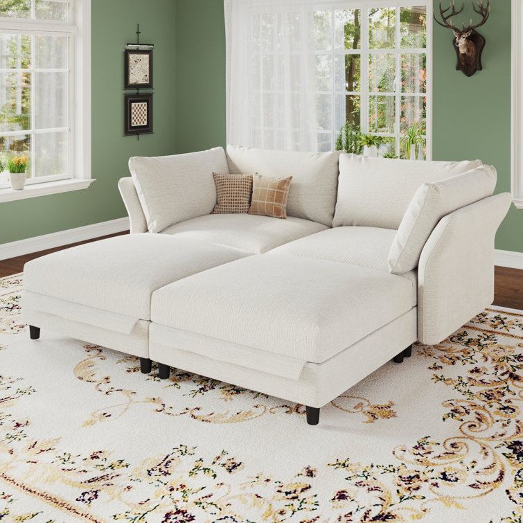 Oversized Sectional Sofa 4 Seater  Sleeper  Deep Seat Modular Sectional Sofa Couches Armrest Backrest With Storage Ottoman Chenille