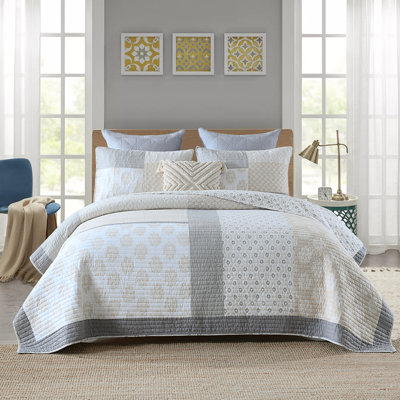 DDUOXIN 100% Cotton 98×90 inch Patchwork Quilt Sets - 1 Quilt with 2 Pillow Shams