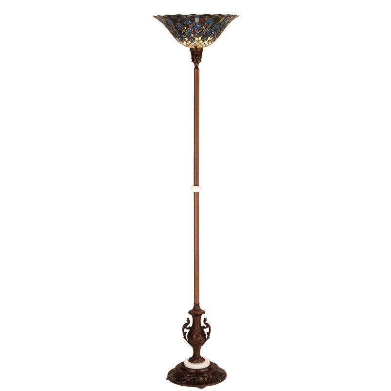 Tiffany 70'' Mahogany Bronze Torchiere Floor Lamp