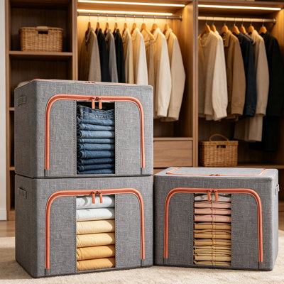Clothes Storage Bins Boxes with Metal Frame - (Extra Large-105L)