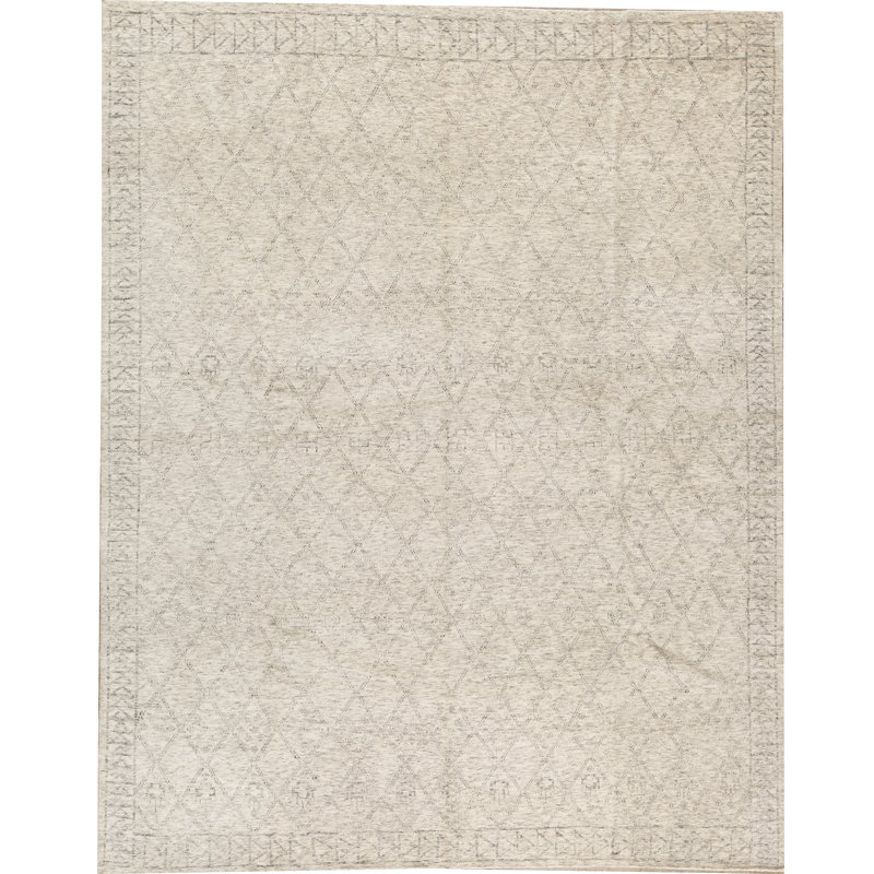Tapis gris clair et gris de haute qualité noué à la main, Rectangle 6 pi x 9 pi