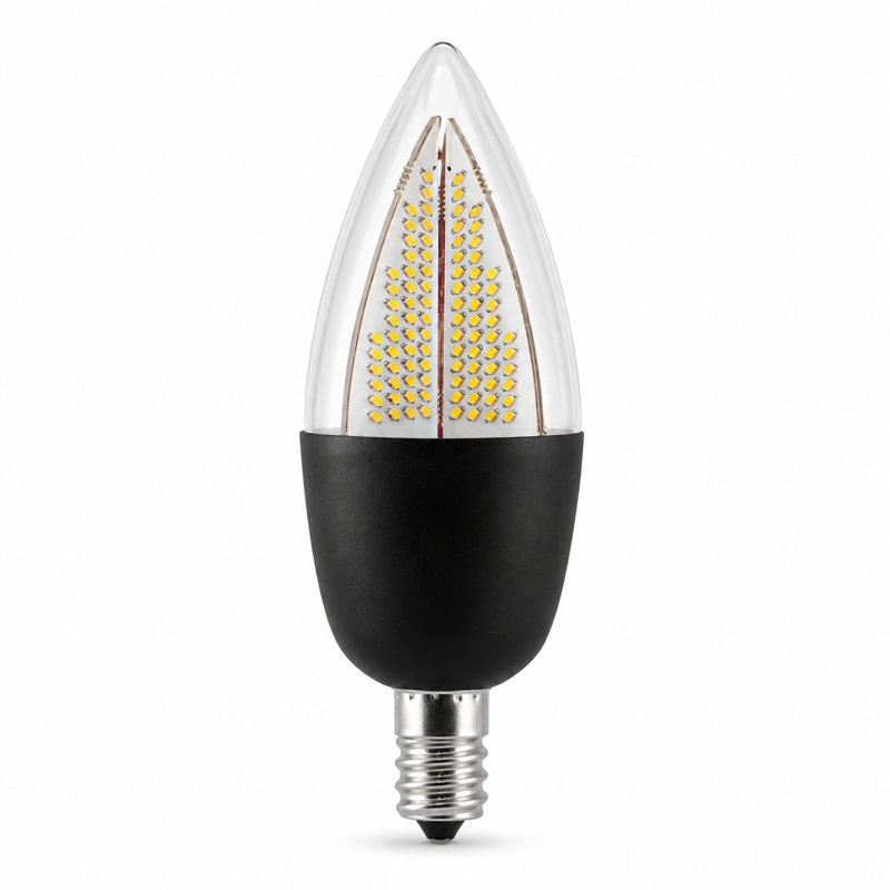 Euri Lighting LED Flame Bulb, 1W, 80 lm, 6W Eq., 1800K, E12, Black Base, UL