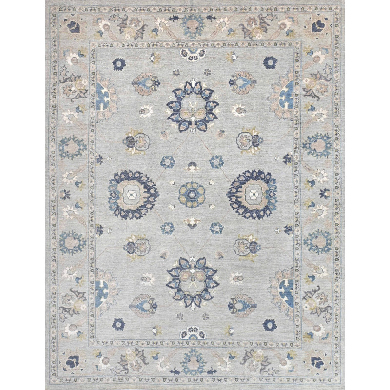 Tapis rectangulaire en laine noué à la main Oushak
