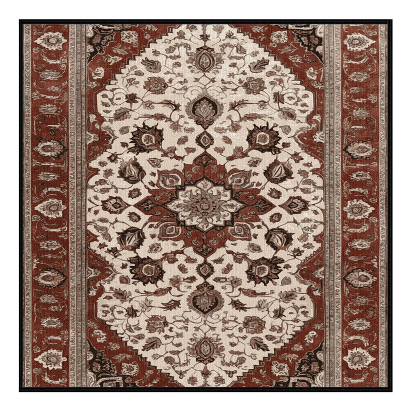 Machine Washable Persian Brown Area Rug, Square 3'