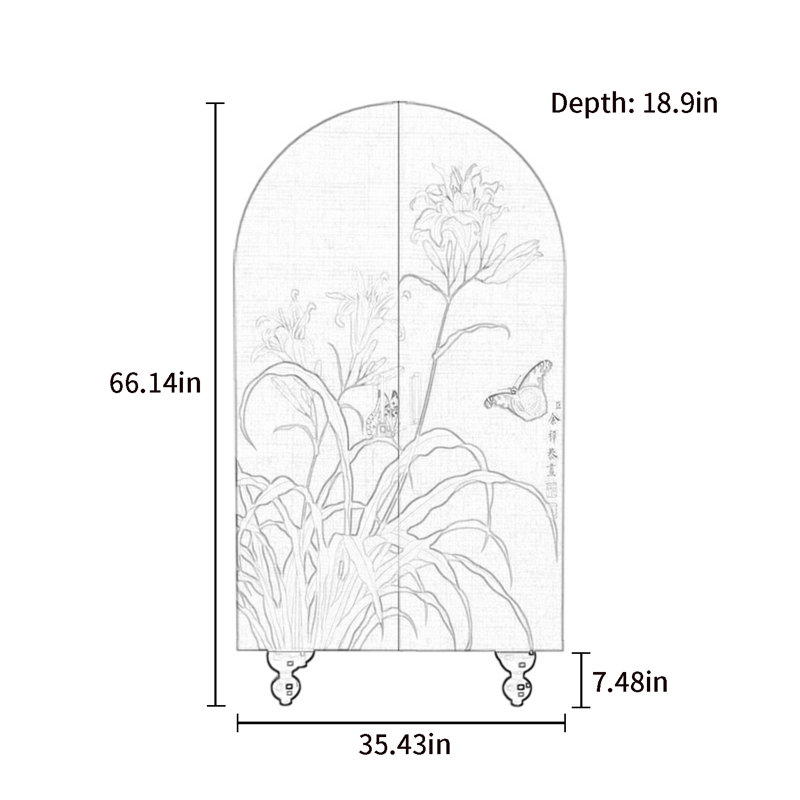 Armoire arquée avec tablettes et portes