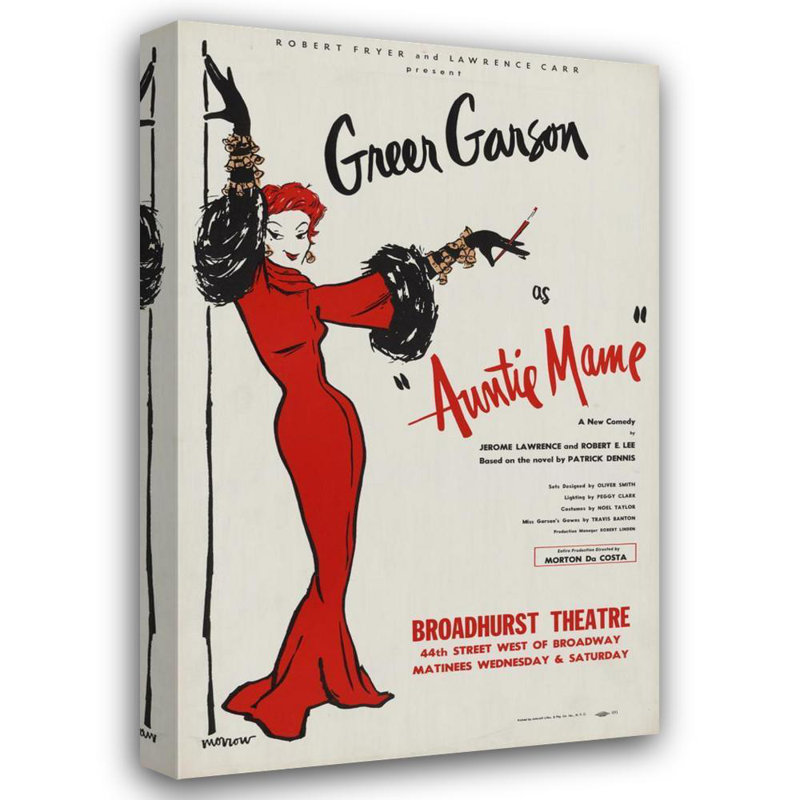 «Greer Garson as‘ Auntie Mame »par Artcraft Lithograph - Art sur toile tendue avec châssis, H 24 po x l 17 po
