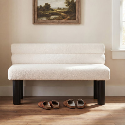 Banc de salle à manger rembourré, bout de lit, banc d'entrée, pour salle à manger, chambre à coucher, salon, pieds en bois d'hévéa