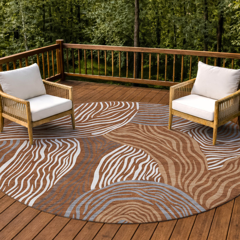 Tapis intérieur / extérieur lavable à la machine Chantille ACN2603, Paprika, Rond 8 pi