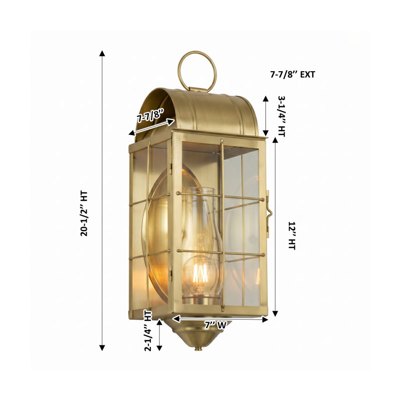 Brass Traditions - Durham - 1 lumière - 20 pouces - Laiton antique - Laiton massif - Applique murale, Transparent