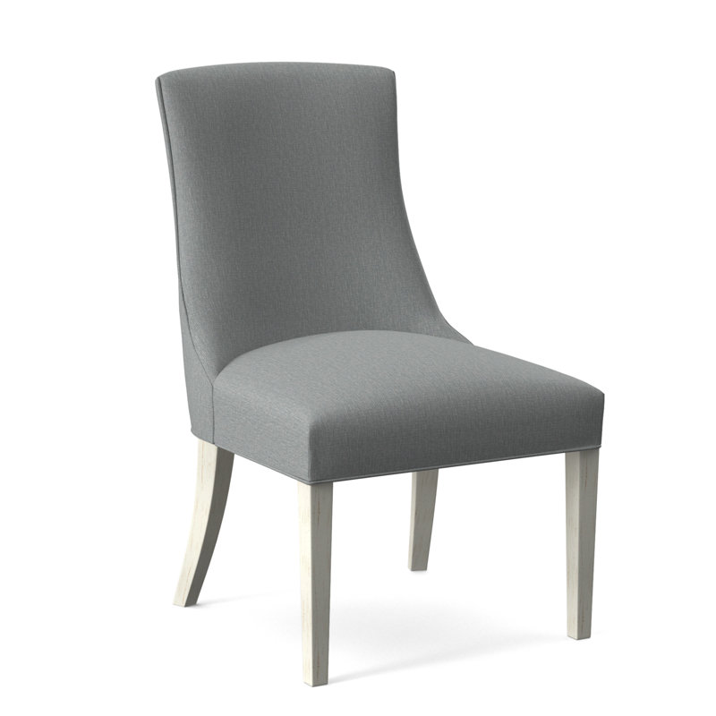 Tuxedo Slipper Dining Chair, Light Blue Performance Fabric; 0851-55, Antique Frost White Finish