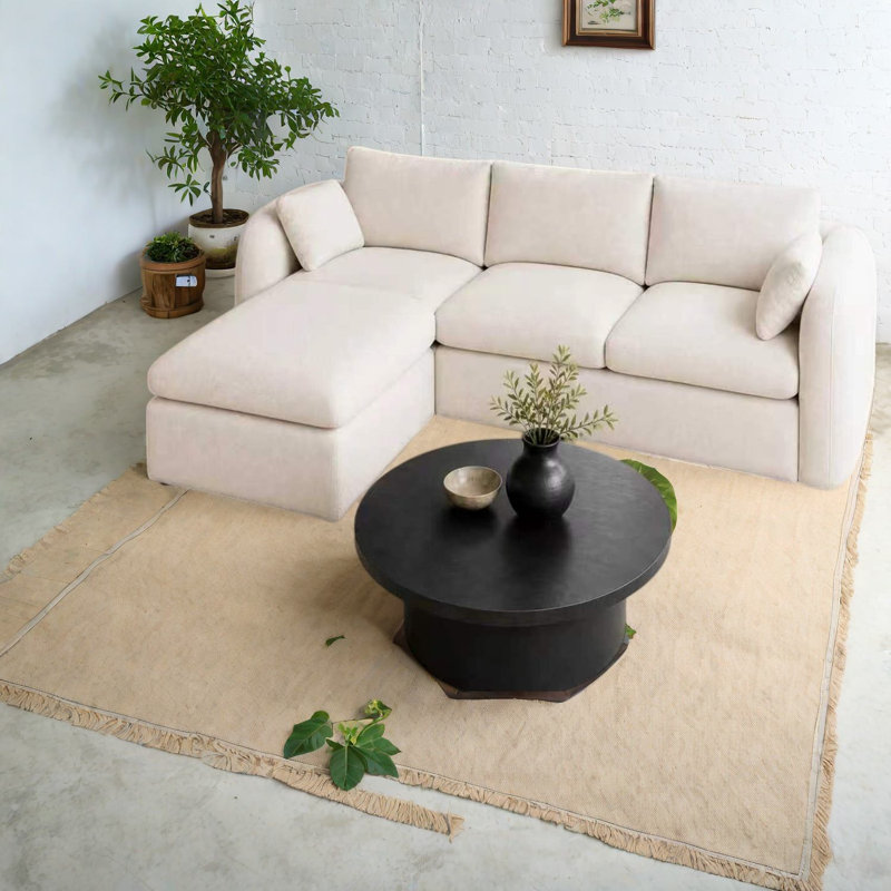 Canapé modulaire en L en chenille de 108 po à compression pour la maison