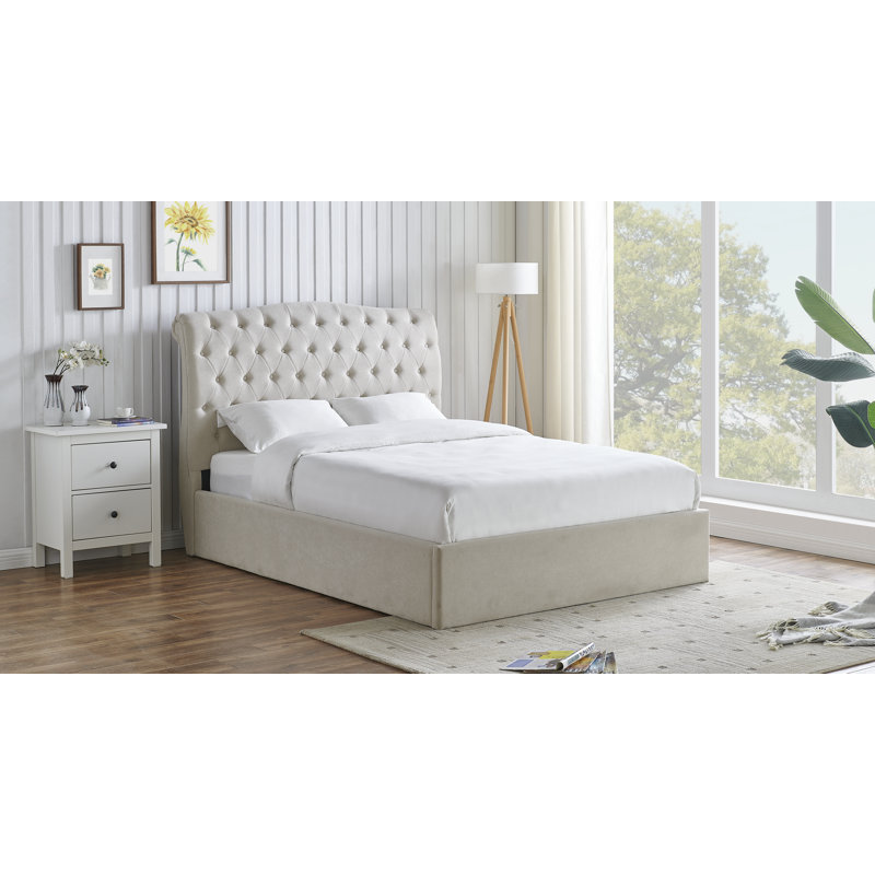 Campbell Upholstered Ottoman Storage Bed, Natural, Kingsize (5')