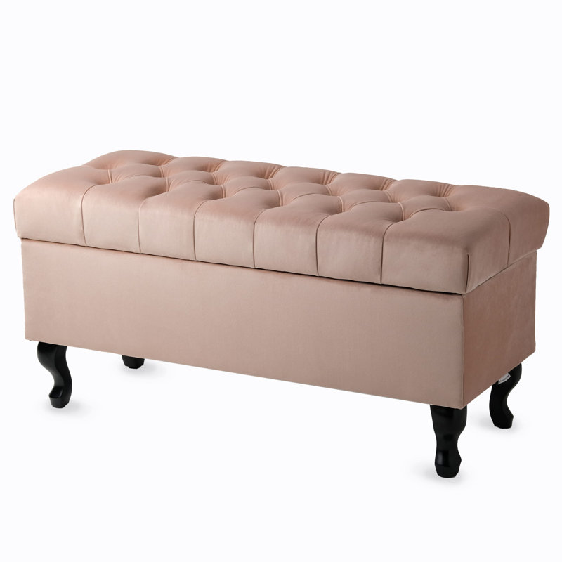 Velvet Upholstered Storage Bench, 47 cm H x 100 cm W x 40 cm D