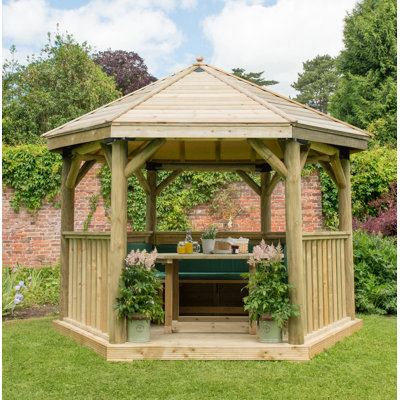 Furnished 3.8m x 3.3m Wooden Gazebo with Timber Roof with Installation Service
