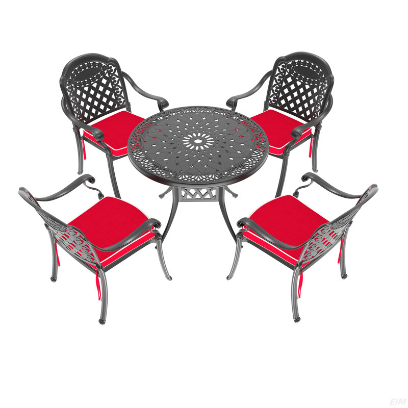Ensemble de meubles de patio en aluminium coulé avec coussins, 4