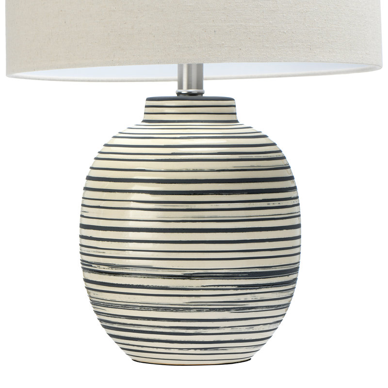 Modern Black and Gray Ceramic Table Lamp with Linen Shade