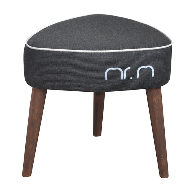 Manufactured Wood Accent Stool, Black/Cream