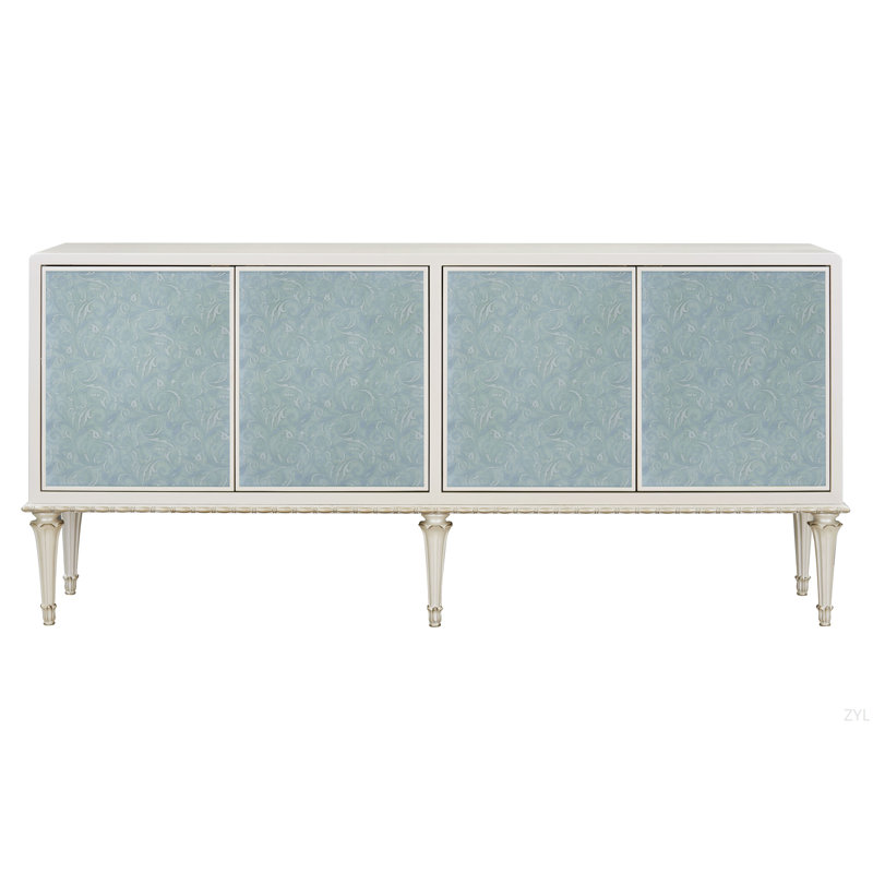 Console blanc perle et argent scintillant