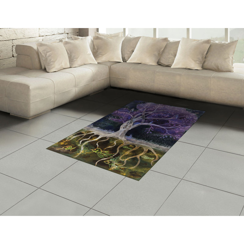 Tapis décoratif abstrait à haute densité en fibres longues, Rectangle— 4 pi x 5 pi 8 po