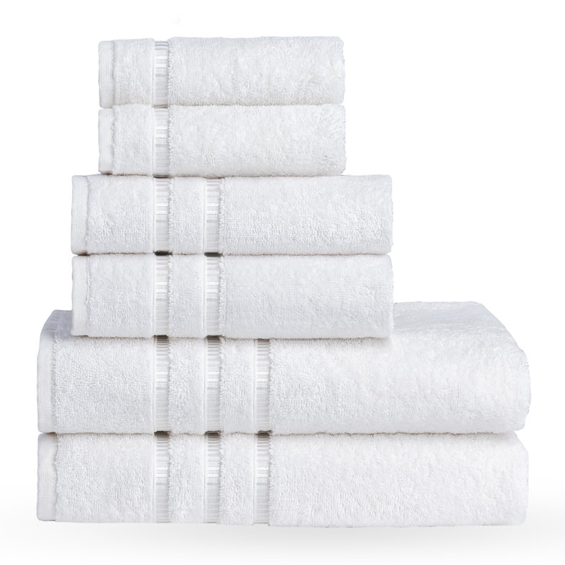 6 Pieces Luxury Towel Set 100% Turkish Cotton Soft & Absorbent, White