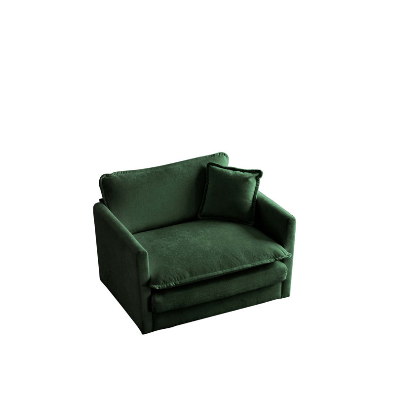 Canapé à siège simple 41,4 po de profondeur avec coussin décoratif, Vert