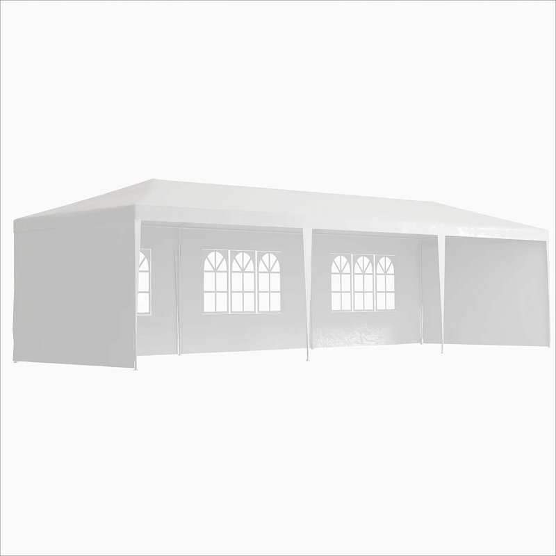 10X30' Waterproof PE Cloth Outdoor Gazebo With 5 Removable Sidewalls For Weddings And Parties, White, White