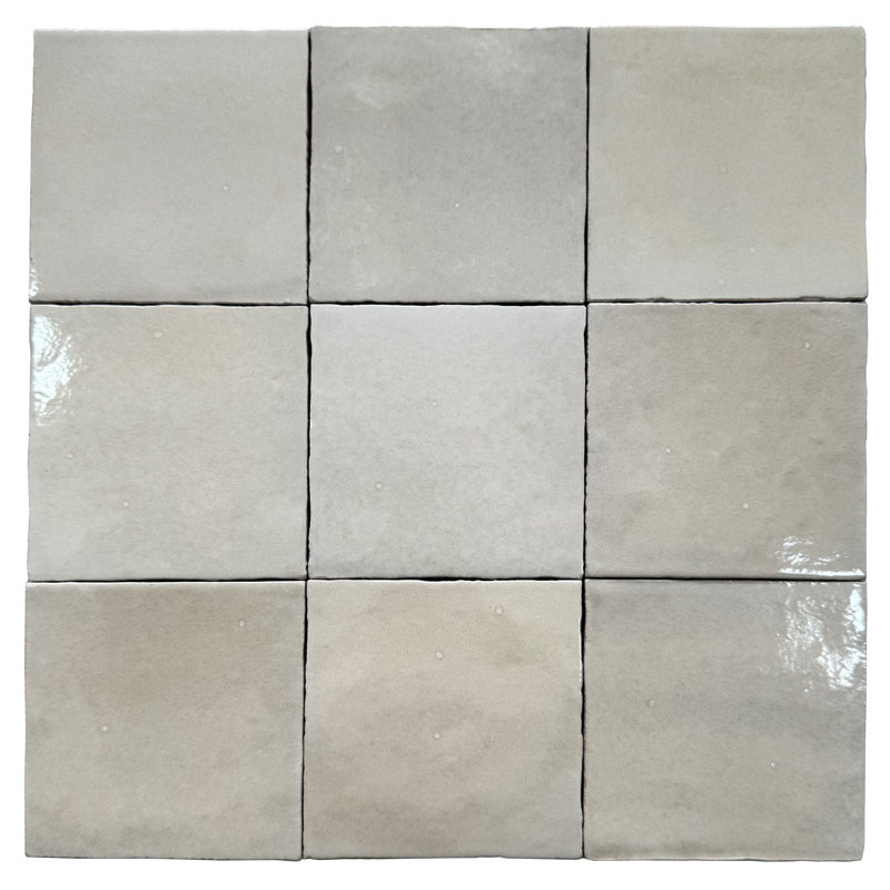 Zelij 4"x4" Ceramic Zellige Look Wall Tile, Beige