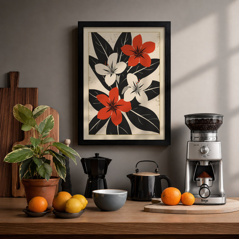 Symmetry in Bloom Botanical - Framed Print, A1 - 84.1 x 59.4 cm, Black