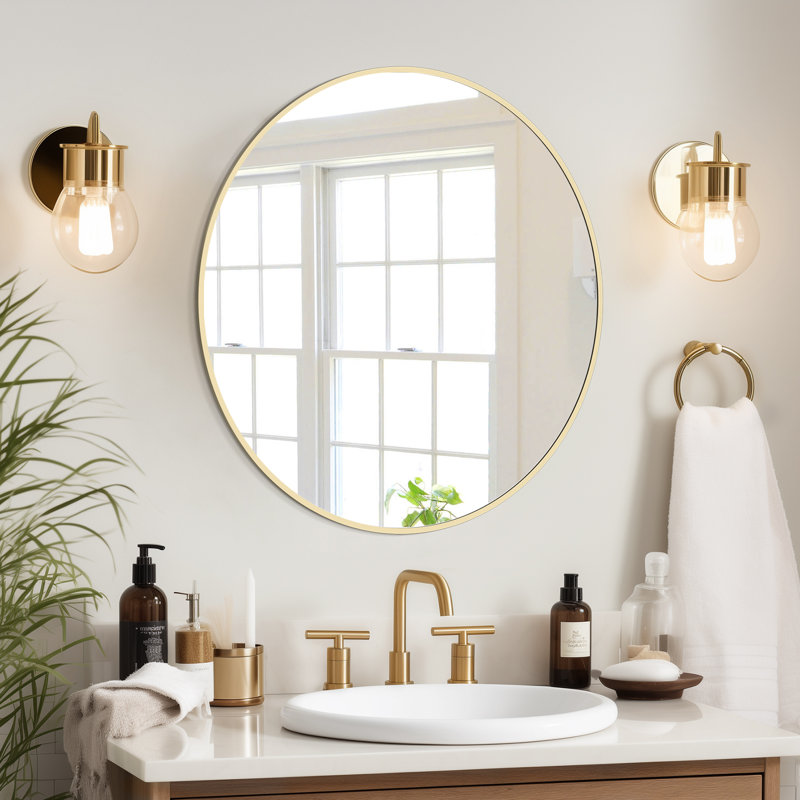 Miroir mural Kristene, Doré, 24 po x 24 po
