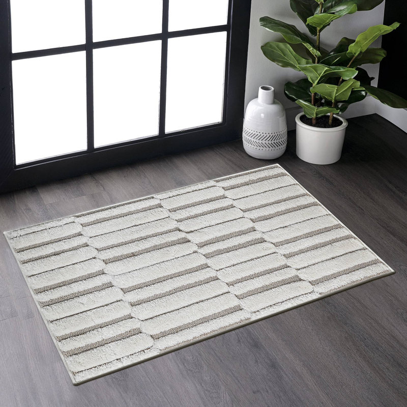 Collection High-Low Striped/Indoor Area Rug, Modern, Contemporary, Geometric, Bohemian, Bedroom, Kitchen, Living Room, Doormat, Non Shedding Carpet