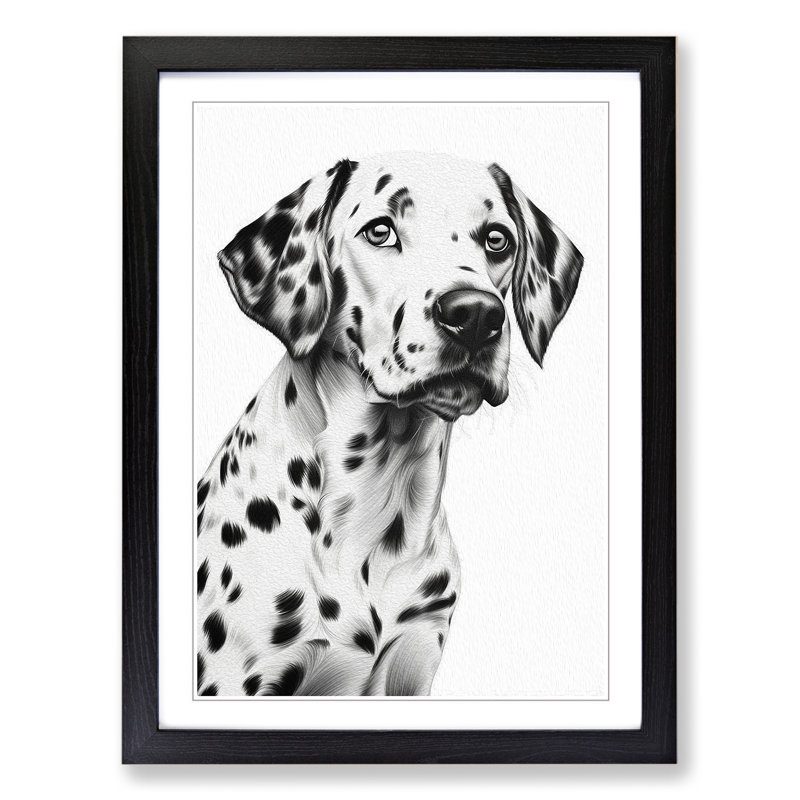 Dalmation Line - Single Picture Frame Print on Wood, Black, 64cm H x 46cm W x 2cm D