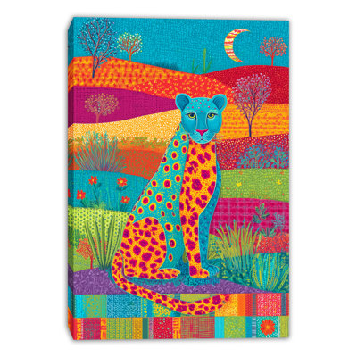 «Patchwork Leopard Night», art mural sur toile tendue