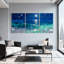Nautique et plage, nuit étoilée, vagues de l'océan, clair de lune, boussole, ensemble de 3 impressions sur toile-325057124