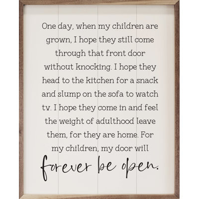 One Day When My Children Are Grown White
