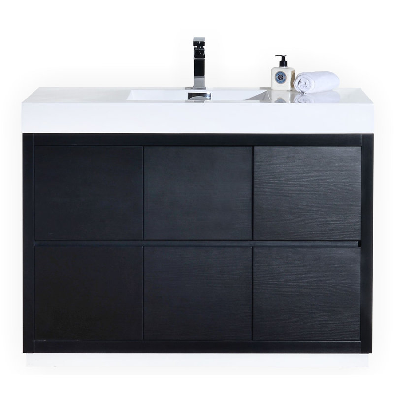 Royka 47.25'' Single Bathroom Vanity with Acrylic Top, Black