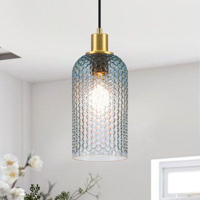 Berngar 5.51in W Beaded Glass Coastal Farmhouse Single Dome Pendant Light