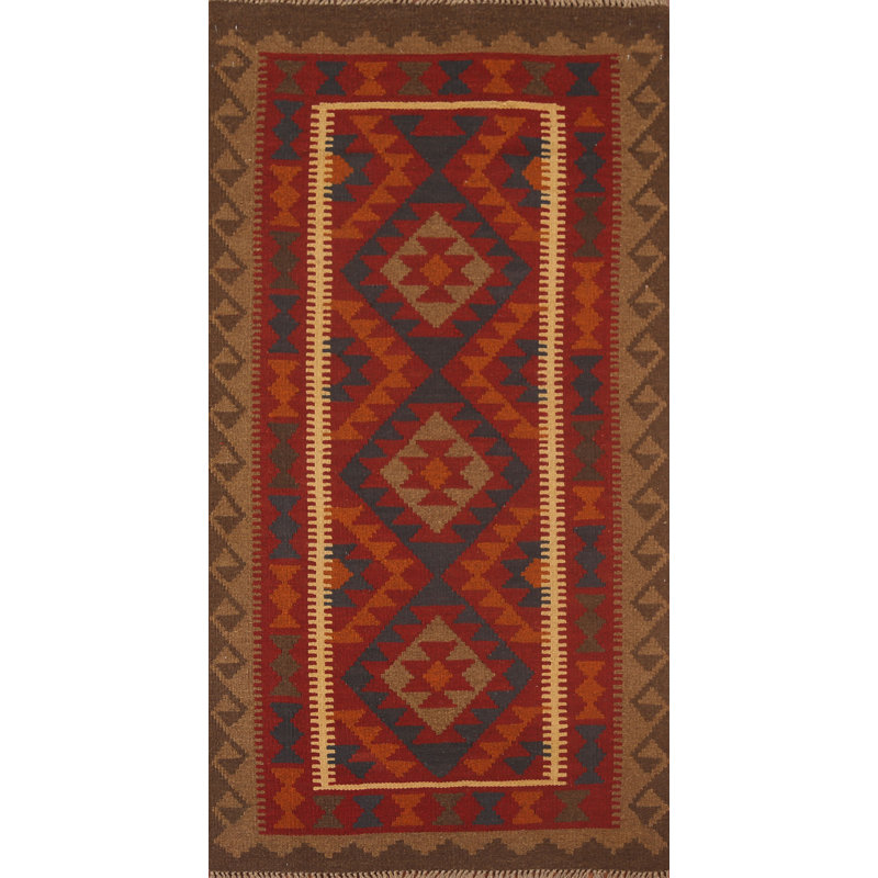 Kilim Reversible Wool Area Rug 3x6