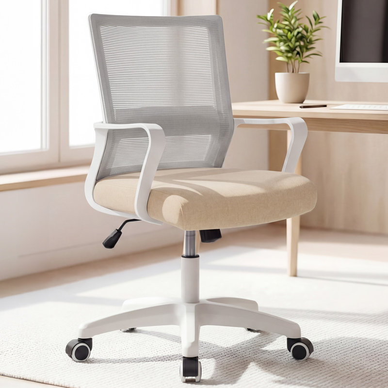 Nikyia  Ergonomic Mesh Office Task Chair with Deep and Wide seat, Beige