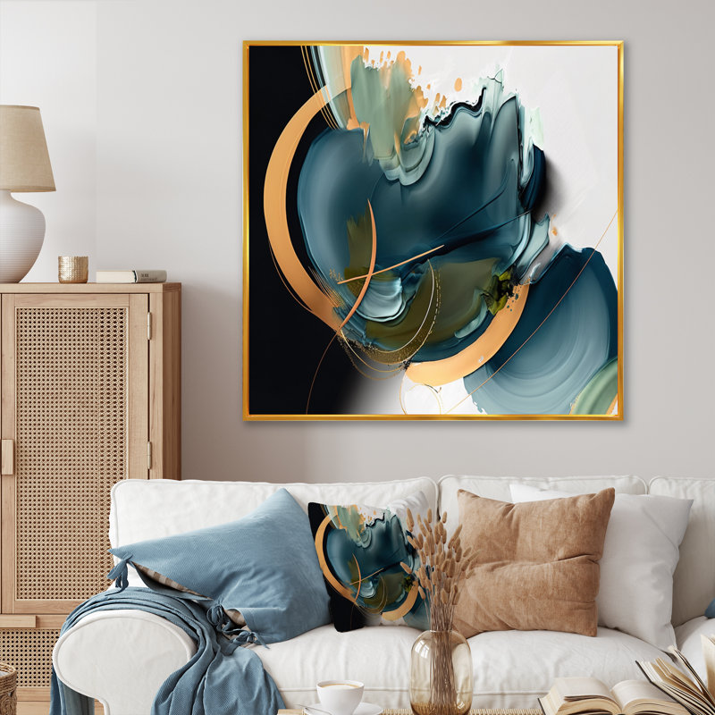 «Abstract Shapes Modern I», impression sur métal sans cadre, 24" H x 24" W, Gold Floater Framed Canvas