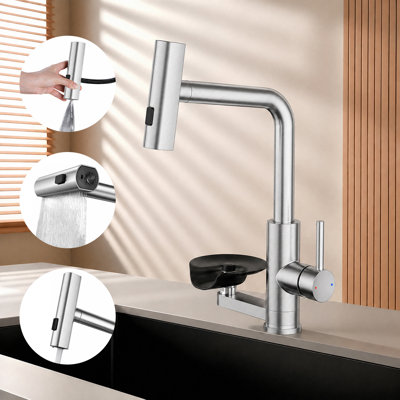 3-In-1 Kitchen Faucet With Built-In Glass Rinser