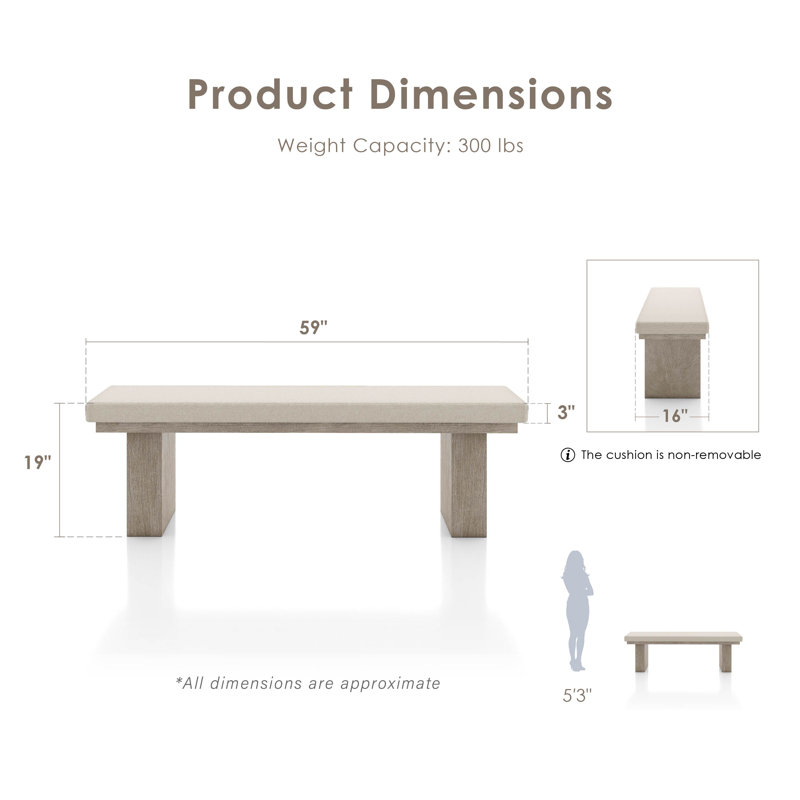 Bartel 59"W Upholstered Dining Bench with Wood Base