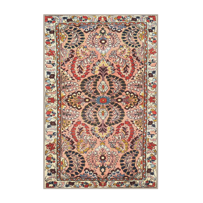 Tapis traditionnel rouge / noir, Rectangle 5 pi x 7 pi